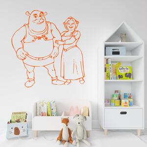 Veselá Stena Samolepka na stenu Shrek a Fiona Farba: černá