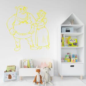 Veselá Stena Samolepka na stenu Shrek a Fiona Farba: černá