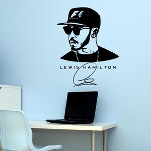 Veselá Stena Samolepka na stenu Lewis Hamilton F1 Farba: černá