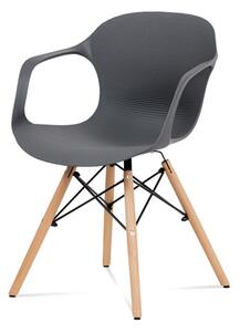 Autronic Jedálenská stolička, štrukturovaný plast šedý, natural ALBINA GREY
