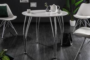 Invicta Interior - Moderný jedálenský stôl ARRONDI 90 cm biely chróm okrúhly