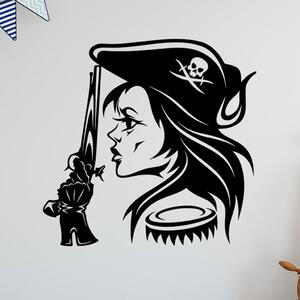 Veselá Stena Samolepka na stenu Hlava Pirátky Farba: černá