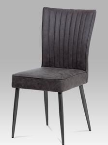 Autronic Jedálenská stolička látka sivá / brúsený kov antik HC-323 GREY3