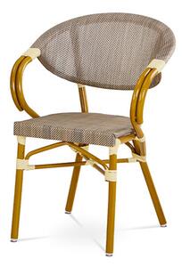Autronic Záhradná stolička, kov zlatý, látka cappuccino AZC-100 CAP