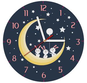 Detské hodiny Zajkovia na mesiaci Rozmery: 30 x 30 cm