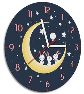 Detské hodiny Zajkovia na mesiaci Rozmery: 30 x 30 cm