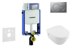 Geberit Kombifix - Modul na závesné WC s tlačidlom Sigma01, matný chróm + Villeroy Boch - WC a doska, DirectFlush, SoftClose, CeramicPlus 110.302.00.5 NB3