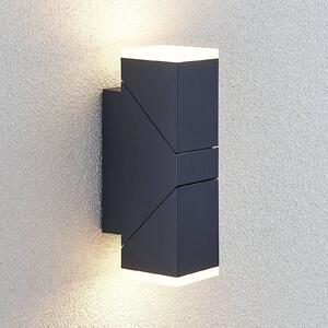Nástenné svietidlo Lindby LED Sally, 22 cm, antracit, IP54, Čierna, Hliník, Moderný, Nástenné svietidlo