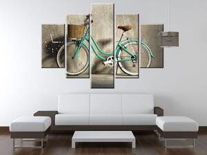 Gario 5 dielny obraz s hodinami Retro bicykel Veľkosť: 150 x 105 cm