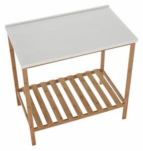 KONDELA Stôl s policou, prírodná/biela, SELENE TYP 5