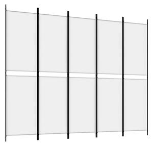 5-panelový paraván biely 250x200 cm látkový