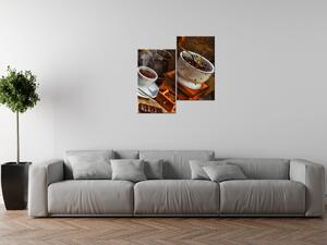 Gario 2 dielny obraz s hodinami Kávový svet Veľkosť: 60 x 60 cm