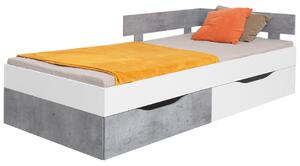 Posteľ s úložným priestorom Hanoi PR15 / PR16 L/P, Rozmer postele: 90x200 cm, Farby: biely / beton Mirjan24 5903211040382