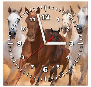Obraz s hodinami Cválajúce kone Rozmery: 30 x 30 cm