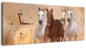 Obraz s hodinami Cválajúce kone Rozmery: 40 x 40 cm