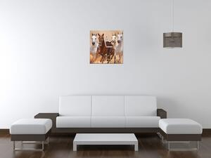 Obraz s hodinami Cválajúce kone Rozmery: 30 x 30 cm