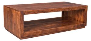Masívny konferenčný stolík Milburn z akácie, lakovaný, hnedý – 116×57×35 cm