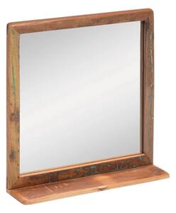 Masívne kúpeľňové zrkadlo Kalkata z recyklovaného dreva, lakované, viacfarebné – 70×70 cm