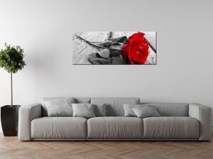 Obraz s hodinami Červená ruža Rozmery: 60 x 40 cm