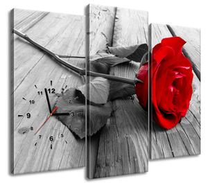 Gario Obraz s hodinami Červená ruža Veľkosť: 90 x 70 cm