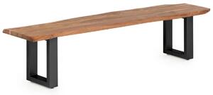 Masivní lavice Bullwer z akáciového dřeva, lakovaná, černá – 190×40 cm