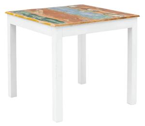 Masívny jedálenský stôl Perth z recyklovaného dreva, lakovaný, biely s farebnými prvkami – 80×80 cm