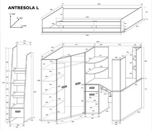 Rohová poschodová posteľ Alina (L) Sonoma + fialová (s roštom). Vlastná spoľahlivá doprava až k Vám domov. 746404