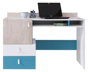 Písací stôl Soul LG09, Farby: biely / dub + modrý Mirjan24 5903211039782