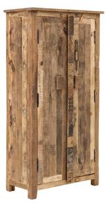 Masívna šatní skriňa Kavali z recyklovaného dreva, neupravená, hnedá – 90×45×185 cm