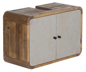 Masívna skrinka pod umývadlo Dinglová z recyklovanej borovice a MDF, lakovaná, prírodná / šedá – 67×30×45 cm