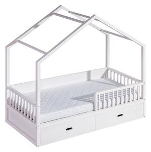 Detská posteľ Winter v tvare domčeka, biela borovica