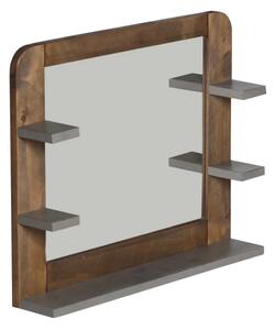 Masívne kúpeľňové zrkadlo Dingle z recyklovanej borovice, lakované, prírodné/sivé – 67×55 cm