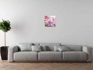 Obraz s hodinami Jemné kvety Rozmery: 100 x 40 cm