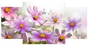 Obraz s hodinami Jemné kvety - 3 dielny Rozmery: 90 x 30 cm