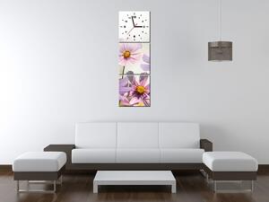 Obraz s hodinami Jemné kvety - 3 dielny Rozmery: 80 x 40 cm