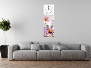Obraz s hodinami Jemné kvety - 3 dielny Rozmery: 90 x 30 cm