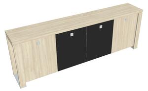 Nízka skriňa Verno+ 260 x 46 x 90 cm, kombinované dvere, agát / čierna