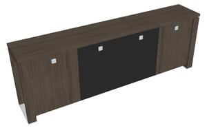 Nízka skriňa Verno+ 260 x 46 x 90 cm, kombinované dvere, dub antracit / čierna
