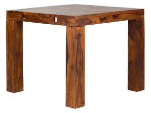 Masívny jedálenský stôl Cubus z palisandra, lakovaný, hnedý – rozkladací 90×90 cm