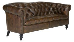 Masívna pohovka Chesterfield Shelford, pravá koža, hnedá – 196×89×85 cm