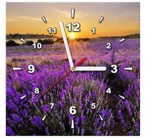 Obraz s hodinami Levanduľové pole Rozmery: 40 x 40 cm