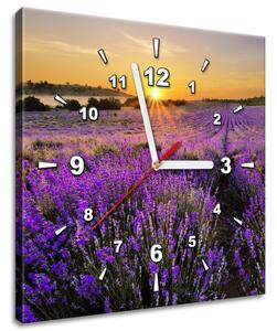 Obraz s hodinami Levanduľové pole Rozmery: 100 x 40 cm