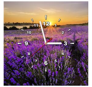 Obraz s hodinami Levanduľové pole Rozmery: 30 x 30 cm