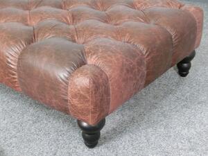 (2583) CANYON Chesterfield luxusný kožený taburet hnedý