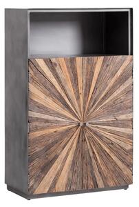 Masívna komoda Highboard Derby z recyklovaného dreva a kovu, lakovaná, šedá – 90×45×145 cm