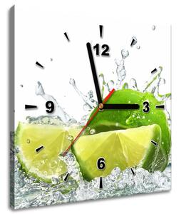Obraz s hodinami Zelená limetka Rozmery: 100 x 40 cm