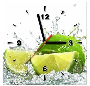 Obraz s hodinami Zelená limetka Rozmery: 40 x 40 cm