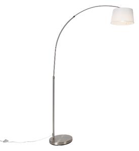 Inteligentná oblúková lampa oceľ s bielym textilným tienidlom vrátane WiFi A60 - Arc Basic