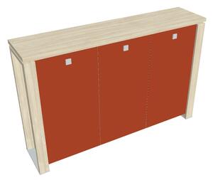 Stredná skriňa Verno+ 200 x 46 x 130 cm, sklenené dvere, agát / oranžová
