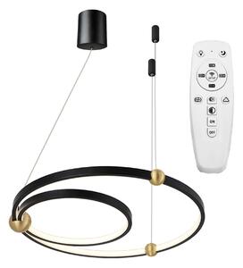 Toolight Toolight, LED závesné svietidlo Black Ring + diaľkové ovládanie APP692-30-50, čierna, OSW-06095